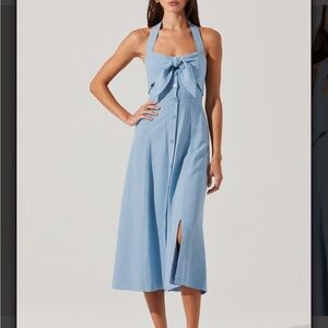 Astr Light Blue Midi Skirt Dress
